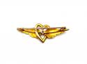 An Old Diamond Heart & Angle Wings Brooch