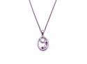 Silver Oval 3 Stone Ruby and CZ Pendant & Chain