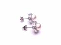 Silver Freshwater Pearl and CZ Stud Earrings