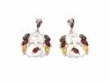 Silver Amber Dragon Stud Earrings 29x22mm
