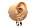 Silver Amber Dragon Stud Earrings 29x22mm