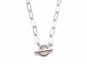 Silver Paperclip T-Bar Necklet 18 Inch