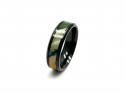 Black Zirconium & Multicolour Wood Inlay Ring 7mm