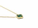 Silver Gold Plated Green Clover Necklet