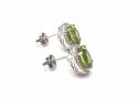Silver Peridot & CZ Cluster Earrings