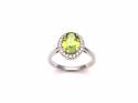 Silver Peridot & CZ Cluster Ring Size N