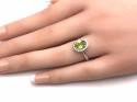 Silver Peridot & CZ Cluster Ring Size N