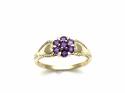 9ct Yellow Gold Amethyst Cluster Ring