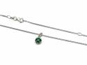 Silver Round Emerald Pendant & Chain