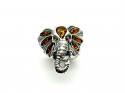 Silver Amber Elephant Ring