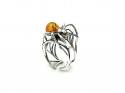 Silver Amber Spider Ring