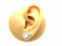 Silver Created Opal & CZ Heart Stud Earrings