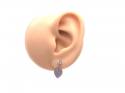 Silver CZ Leaf Drop Stud Earrings
