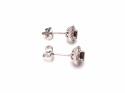 Silver Garnet & CZ Cluster Stud Earrings