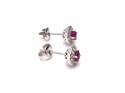 Silver Ruby & CZ Cluster Stud Earrings