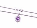 Silver Amethyst and CZ Cluster Necklet