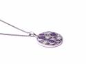 Silver Amethyst and CZ Round Pendant & Chain