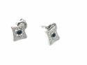 Silver Sapphire & CZ Stud Earrings