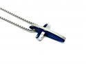 Stainless Steel & Blue IP Plating Cross & Chain