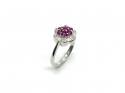 Silver Ruby & Diamond Cluster Ring