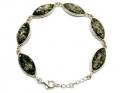 Silver Green Amber Marquise Bracelet
