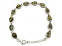 Silver Green Amber Teardrop Bracelet