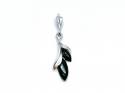 Silver Whitby Jet Leaf Pendant