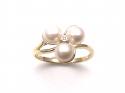 9ct Yellow Gold Cultured Pearl & Diamond Ring