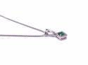Silver Emerald & CZ Cluster Pendant & Chain