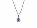 Silver Pear Shaped Sapphire & CZ Necklace