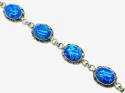 Silver Blue Created Opal Oval Fancy Bracelet