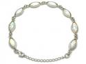 Silver Created Opal Marquise Bracelet