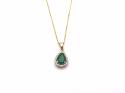 9ct White Gold Emerald & Diamond Pendant & Chain