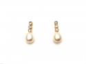 9ct Cultured Pearl & CZ Drop Earrings