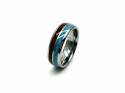Tungsten Carbide Wood & Turquoise Inlay Ring