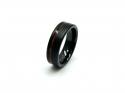 Tungsten Carbide Black IP Plating Wood Inlay Ring