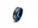 Tungsten Carbide Black & Blue Carbon Celtic Ring