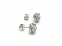 Silver Amethyst & CZ Oval Stud Earrings