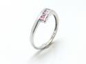 9ct White Gold Pink CZ Crossover Ring