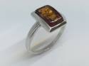 Silver Oblong Amber Ring