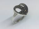 Silver Marcasite Heart Ring Size N