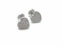 Silver CZ Pave Heart Stud Earrings