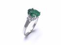 18ct White Gold Emerald & Diamond 3 Stone Ring