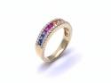 18ct Yellow Gold Multi-Sapphire & Diamond Ring