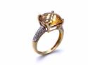 9ct Yellow Gold Quartz & Diamond Ring