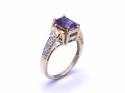 9ct Blue Topaz, Amethyst & Diamond Ring