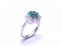 Silver Emerald & Diamond Cluster Ring