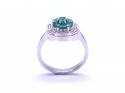 Silver Emerald & Diamond Cluster Ring