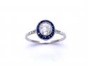 Sapphire & Diamond Halo Ring 0.76ct
