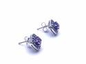 Silver and Marcasite Amethyst Stud Earrings